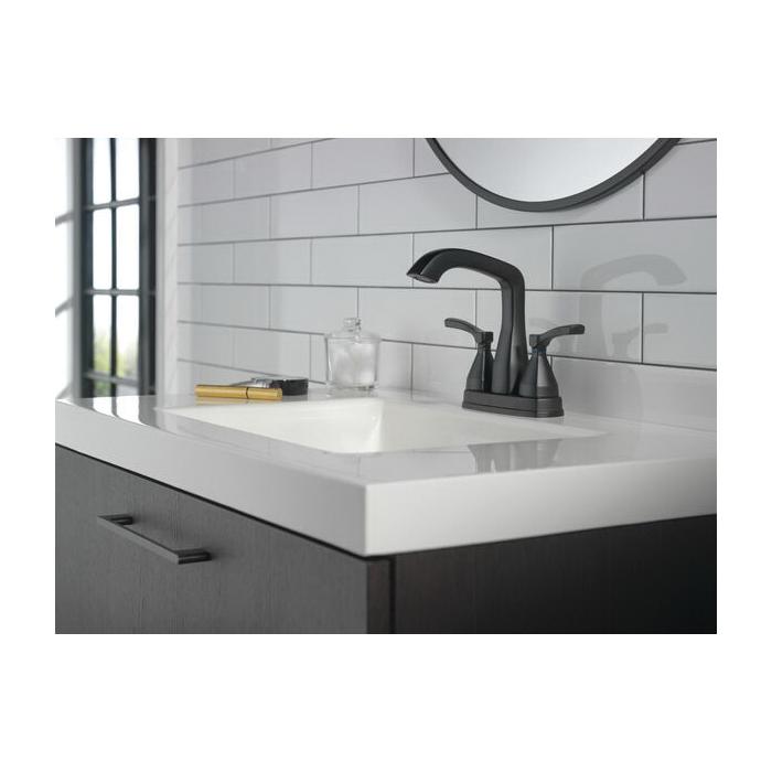 DELTA® Stryke® 25776-BLMPU-DST Bathroom Faucet, 2-Handle, Deck, Centerset, Pop-Up, Matte Black thumbnail 2