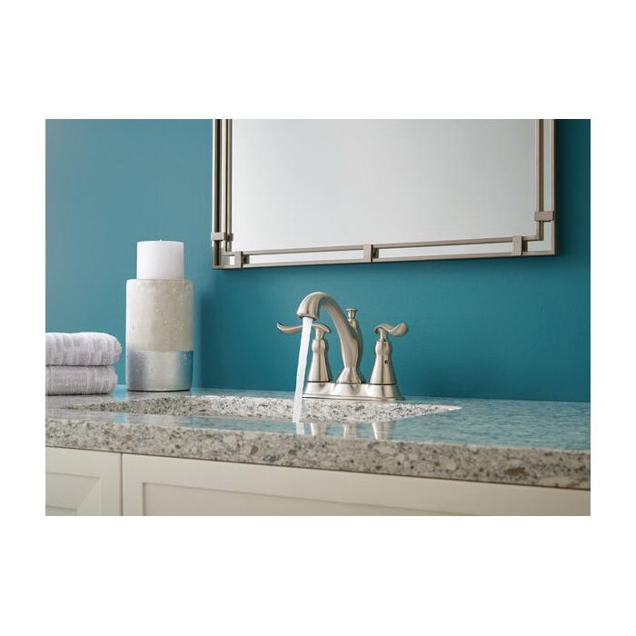 DELTA® Linden™ 2594-SSMPU-DST Bathroom Faucet, 2-Handle, Deck, Centerset, Pop-Up, Stainless Steel
