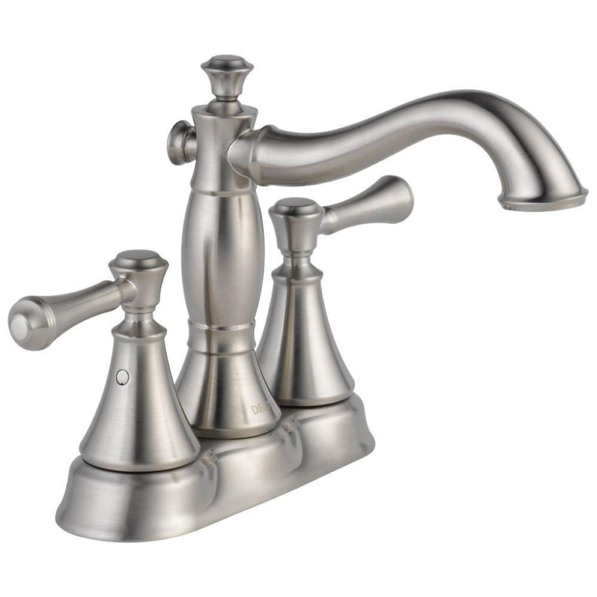 DELTA® Cassidy® 2597LF-SSMPU Bathroom Faucet, 2-Handle, Deck, Centerset, Pop-Up, Stainless Steel