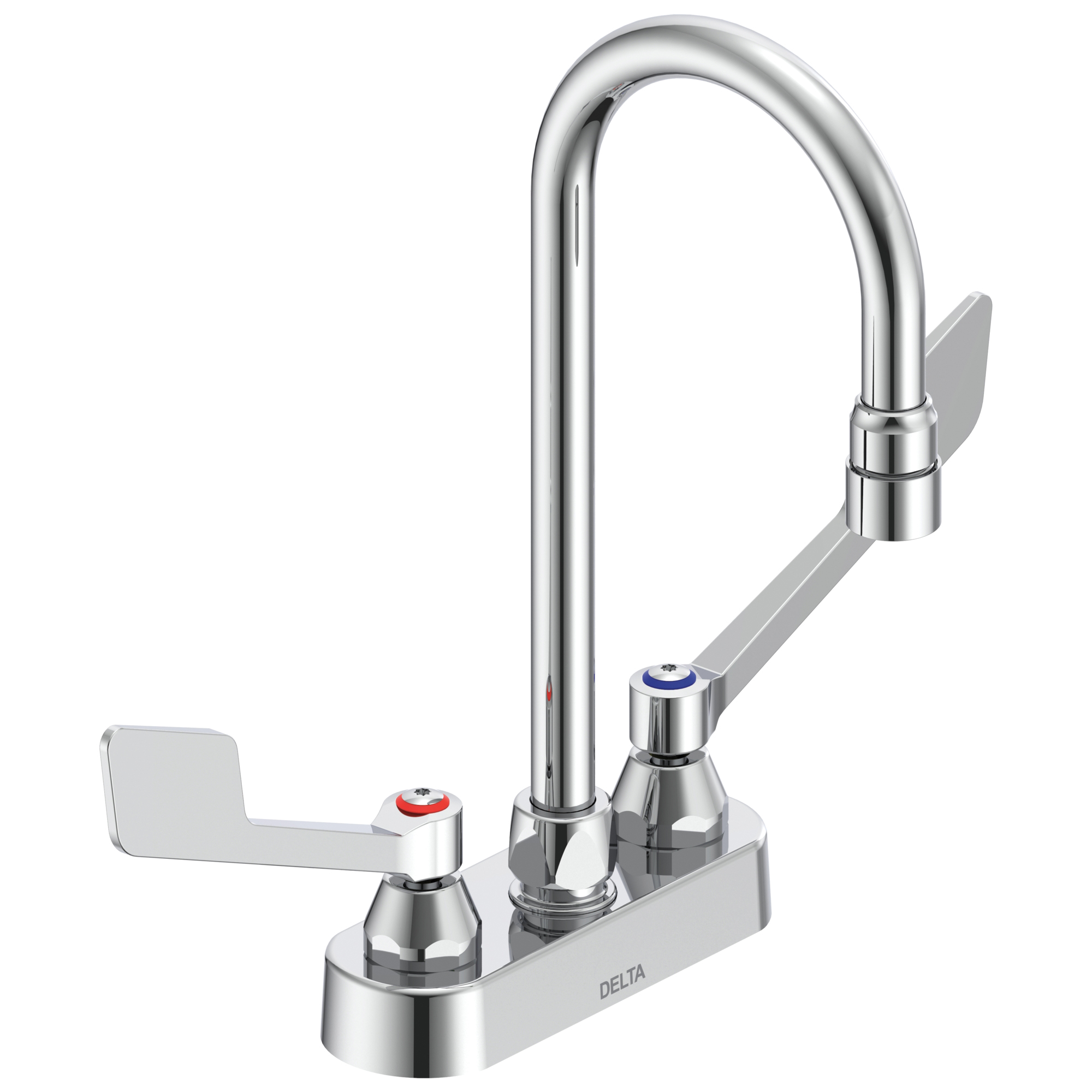 DELTA&reg; 27C4845 TECK&reg; Heavy Duty Lavatory Sink Faucet, 1.5 gpm, 6.7 in H Spout, 4 in Center, Chrome Plated, 2 Handles, Import, Commercial