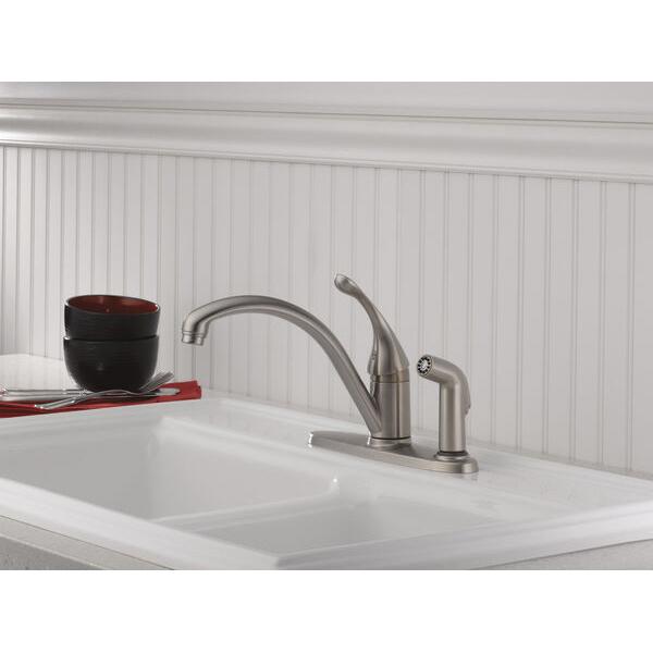 DELTA® Collins™ 340-DST Kitchen Faucet, Deck, Single Handle, Stainless Steel