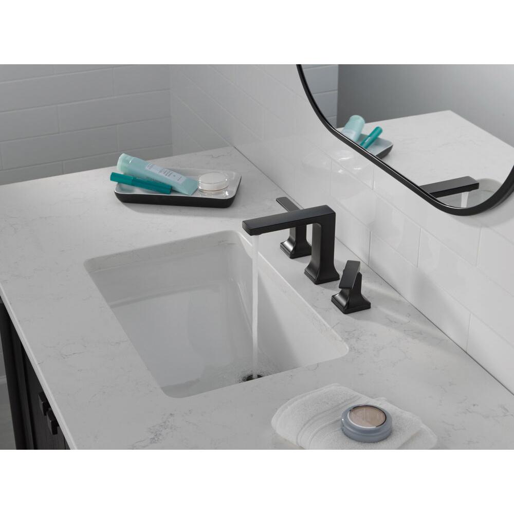 DELTA® Velum™ 3537LF-BLMPU Bathroom Faucet, 2-Handle, Deck, Widespread, Pop-Up, Matte Black thumbnail 3