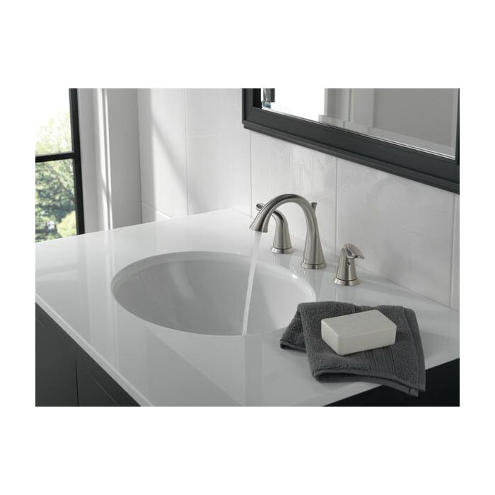 DELTA® Lahara® 3538-SSMPU-DST Bathroom Faucet, 2-Handle, Deck, Widespread, Pop-Up, Stainless Steel