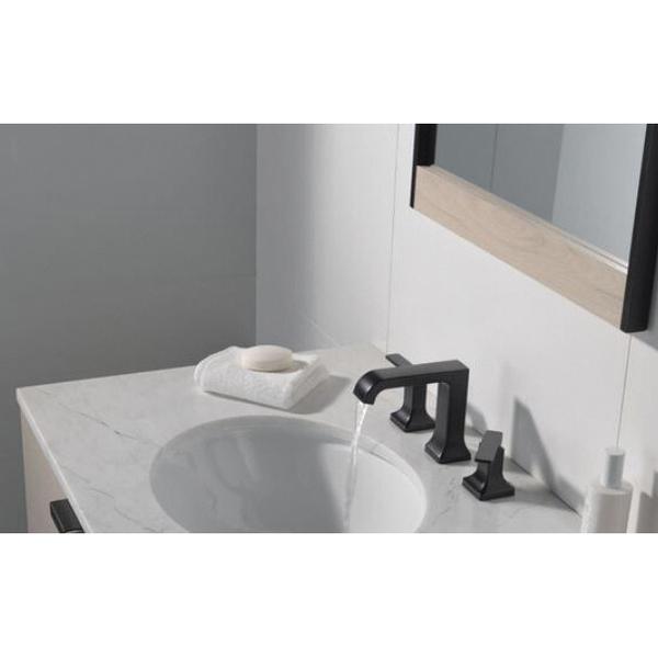 DELTA® Velum™ 3539LF-BLMPU Bathroom Faucet, 2-Handle, Deck, Widespread, Pop-Up, Matte Black thumbnail 3