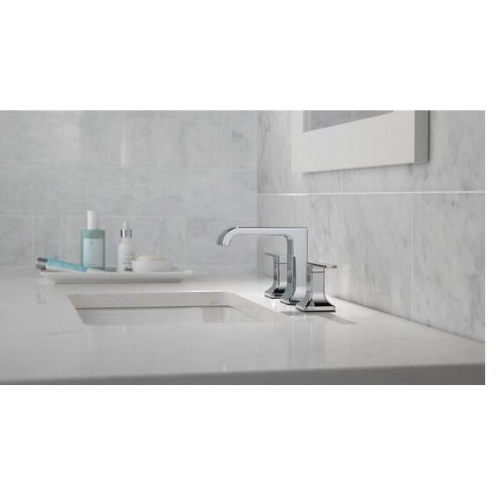 DELTA® Velum™ 3539LF-MPU Bathroom Faucet, 2-Handle, Deck, Widespread, Pop-Up, Chrome