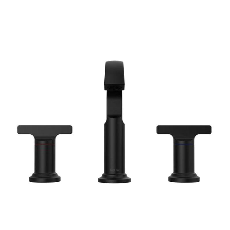 DELTA® Tetra® 35587-BL-DST Bathroom Faucet, 2-Handle, Deck, Widespread, Pop-Up, Matte Black thumbnail 3