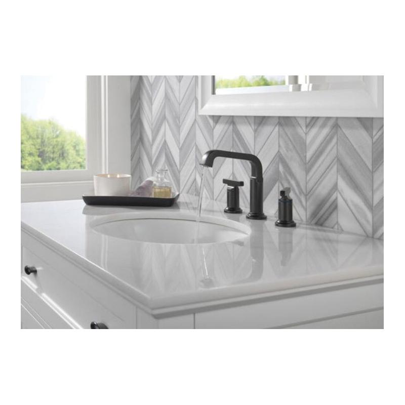 DELTA® Tetra® 35587-BL-DST Bathroom Faucet, 2-Handle, Deck, Widespread, Pop-Up, Matte Black thumbnail 2