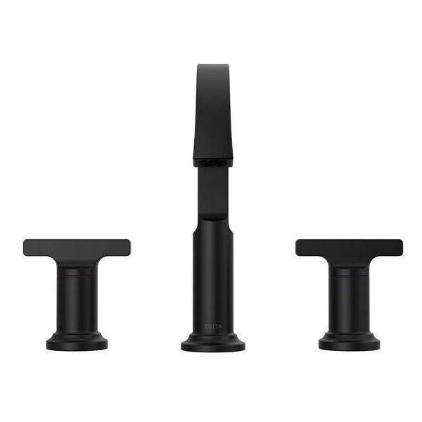 DELTA® Tetra® 35589-BL-DST Bathroom Faucet, 2-Handle, Deck, Widespread, Pop-Up, Matte Black
