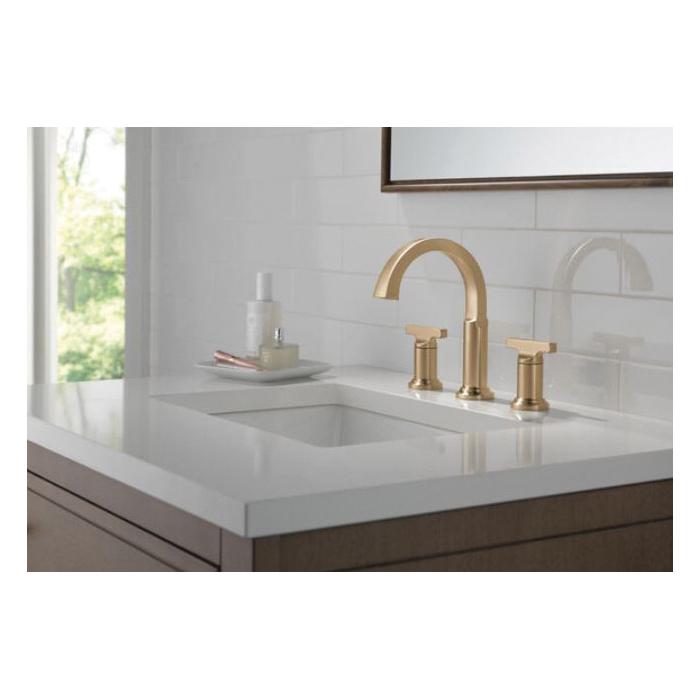 DELTA® Tetra® 355887-CZ-PR-DST Bathroom Faucet, 2-Handle, Deck, Widespread, Pop-Up, Lumicoat® Champagne Bronze