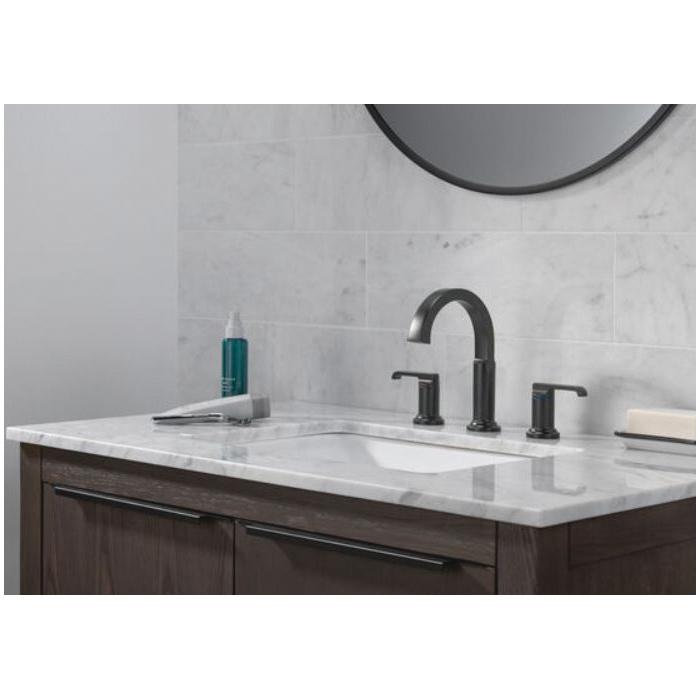 DELTA® Tetra® 35588-BL-DST Bathroom Faucet, 2-Handle, Deck, Widespread, Pop-Up, Matte Black thumbnail 3