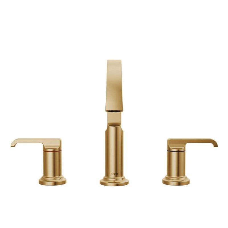 DELTA® Tetra® 35588-CZ-PR-DST Bathroom Faucet, 2-Handle, Deck, Widespread, Pop-Up, Lumicoat® Champagne Bronze