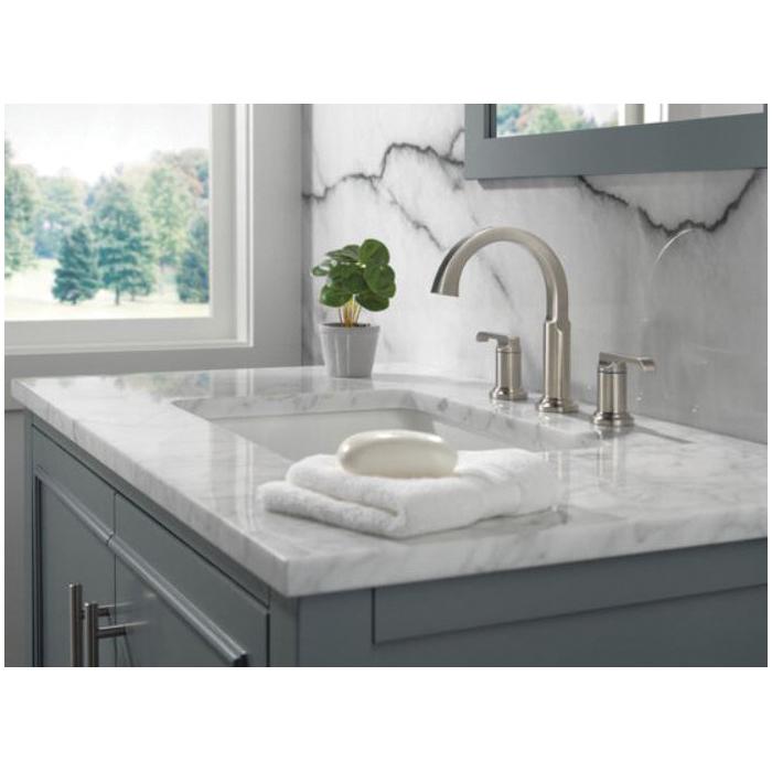 DELTA® Tetra® 35588-PR-DST Bathroom Faucet, 2-Handle, Deck, Widespread, Pop-Up, Lumicoat® Chrome