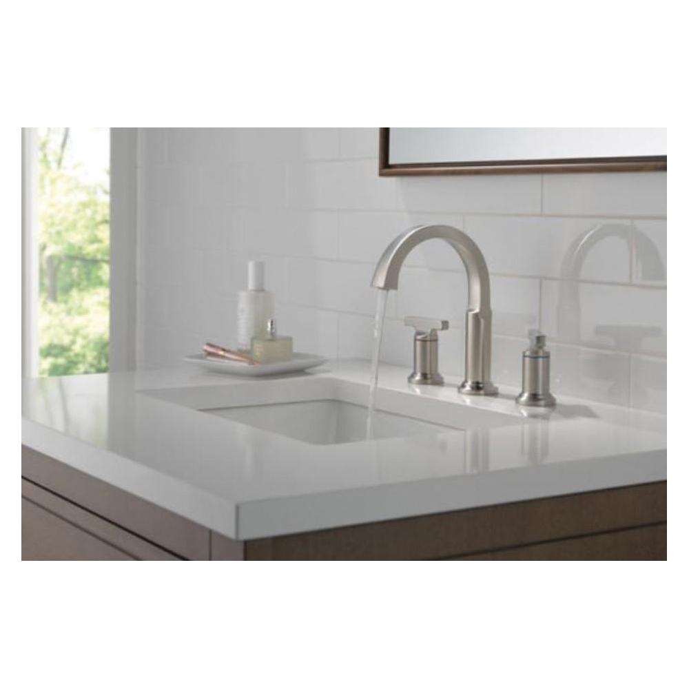 DELTA® Tetra® 35588-SS-PR-DST Bathroom Faucet, 2-Handle, Deck, Widespread, Pop-Up, Lumicoat® Stainless thumbnail 3