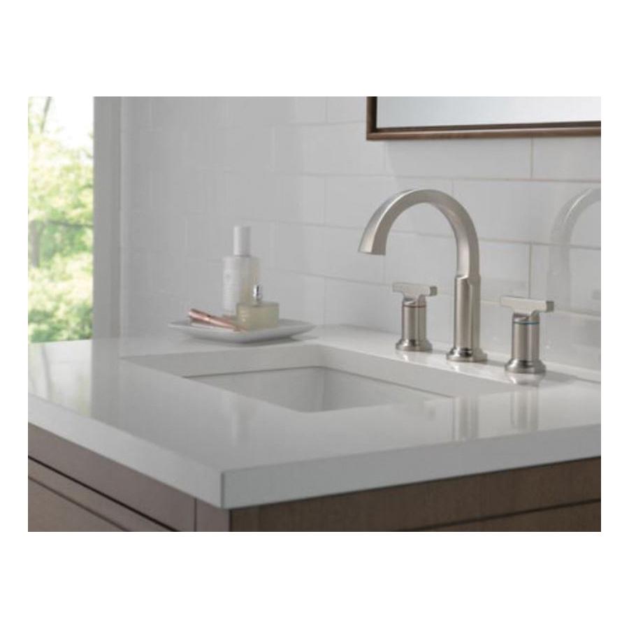 DELTA® Tetra® 35588-SS-PR-DST Bathroom Faucet, 2-Handle, Deck, Widespread, Pop-Up, Lumicoat® Stainless thumbnail 2