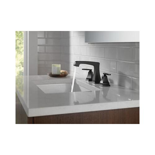 DELTA® Ashlyn® 3564-BLMPU-DST Bathroom Faucet, 2-Handle, Deck, Widespread, Pop-Up, Matte Black