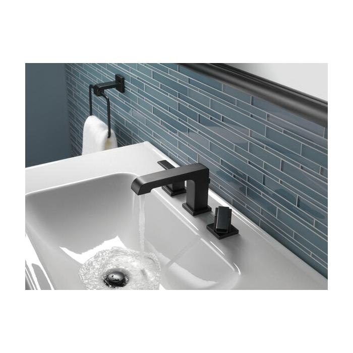 DELTA® Ara® 3567-BLMPU-DST Bathroom Faucet, 2-Handle, Deck, Widespread, Pop-Up, Matte Black thumbnail 2
