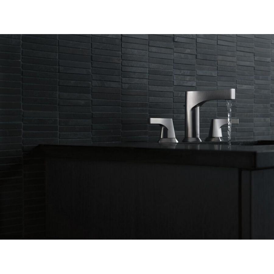DELTA® Zura® 3574-SSMPU-DST Bathroom Faucet, 2-Handle, Deck, Widespread, Pop-Up, Stainless Steel