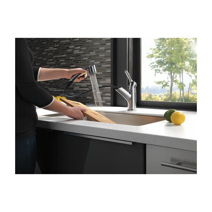 DELTA® Collins™ 4140-AR-DST Kitchen Faucet, Deck, Pull-Out, Arctic Stainless thumbnail 3