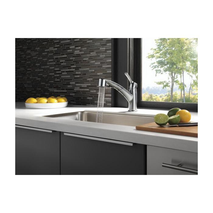 DELTA® Collins™ 4140-AR-DST Kitchen Faucet, Deck, Pull-Out, Arctic Stainless thumbnail 2
