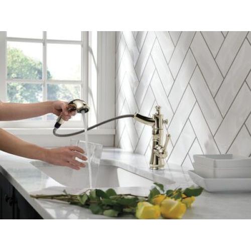 DELTA® Cassidy® 4197-PN-DST Kitchen Faucet, Deck, Pull-Out, Polished Nickel thumbnail 4