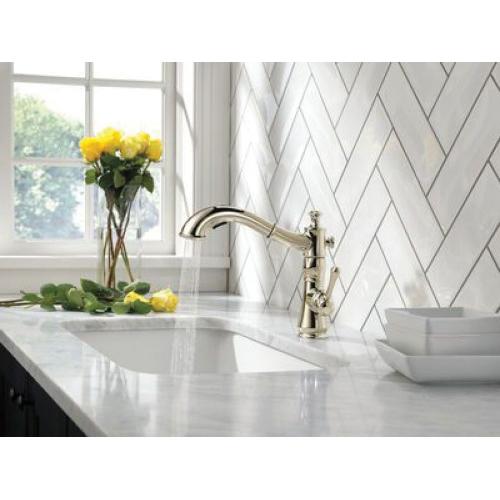 DELTA® Cassidy® 4197-PN-DST Kitchen Faucet, Deck, Pull-Out, Polished Nickel thumbnail 2