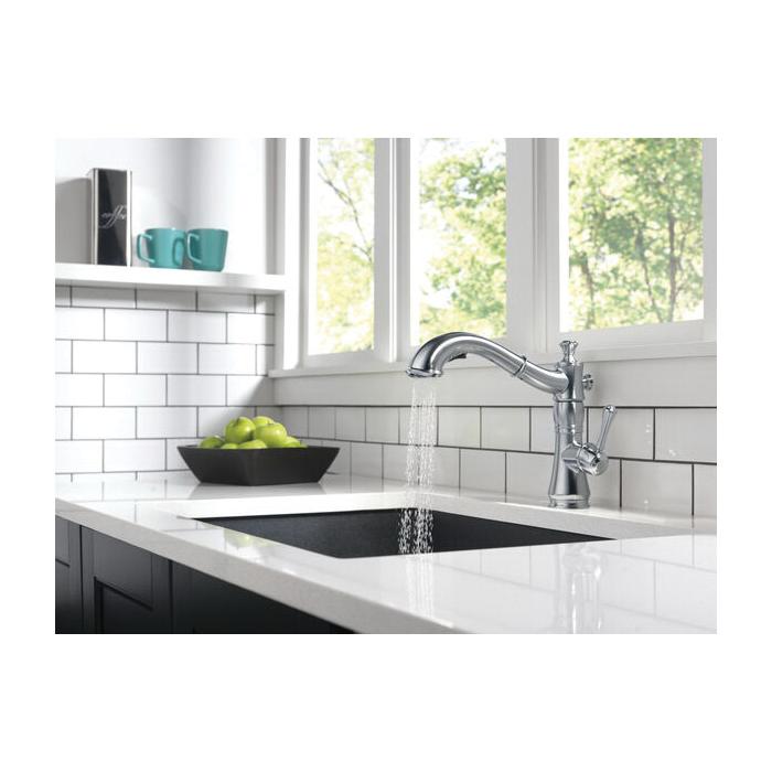 DELTA® Cassidy® 4197-AR-DST Kitchen Faucet, Deck, Pull-Out, Arctic Stainless thumbnail 2