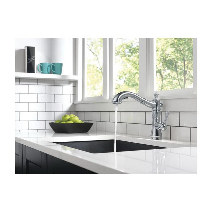 DELTA® Cassidy® 4197-AR-DST Kitchen Faucet, Deck, Pull-Out, Arctic Stainless thumbnail 3