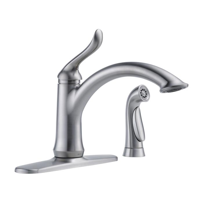 DELTA® Linden™ 4453-AR-DST Kitchen Faucet, Deck, Single Handle, Arctic Stainless thumbnail 2