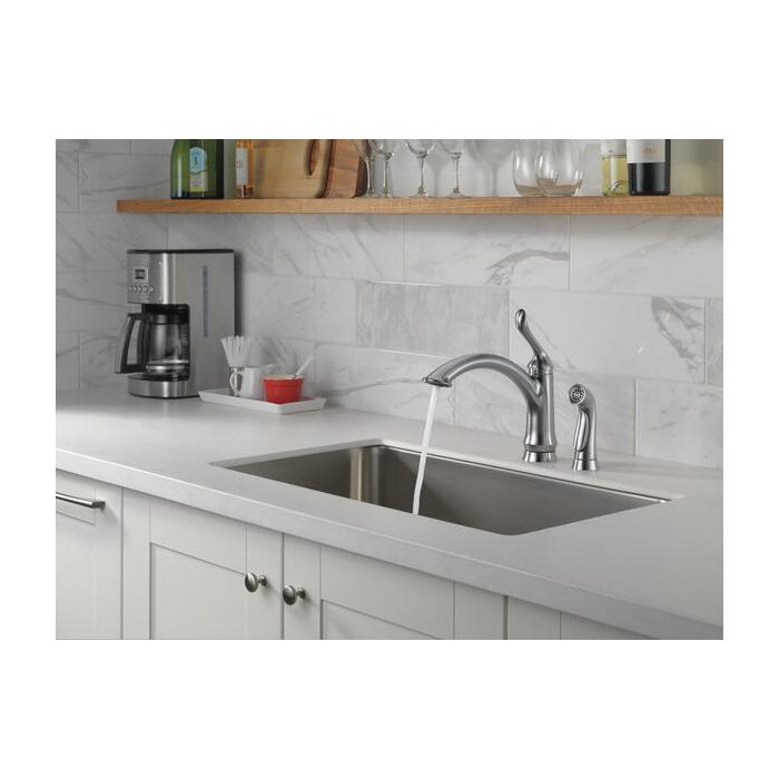 DELTA® Linden™ 4453-AR-DST Kitchen Faucet, Deck, Single Handle, Arctic Stainless thumbnail 3