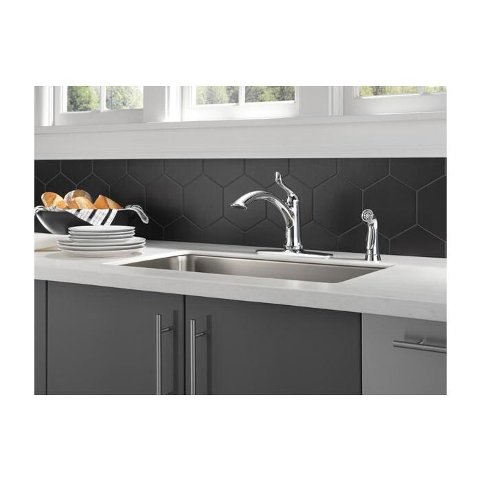 DELTA® Linden™ 4453-DST Kitchen Faucet, Deck, Single Handle, Chrome thumbnail 4