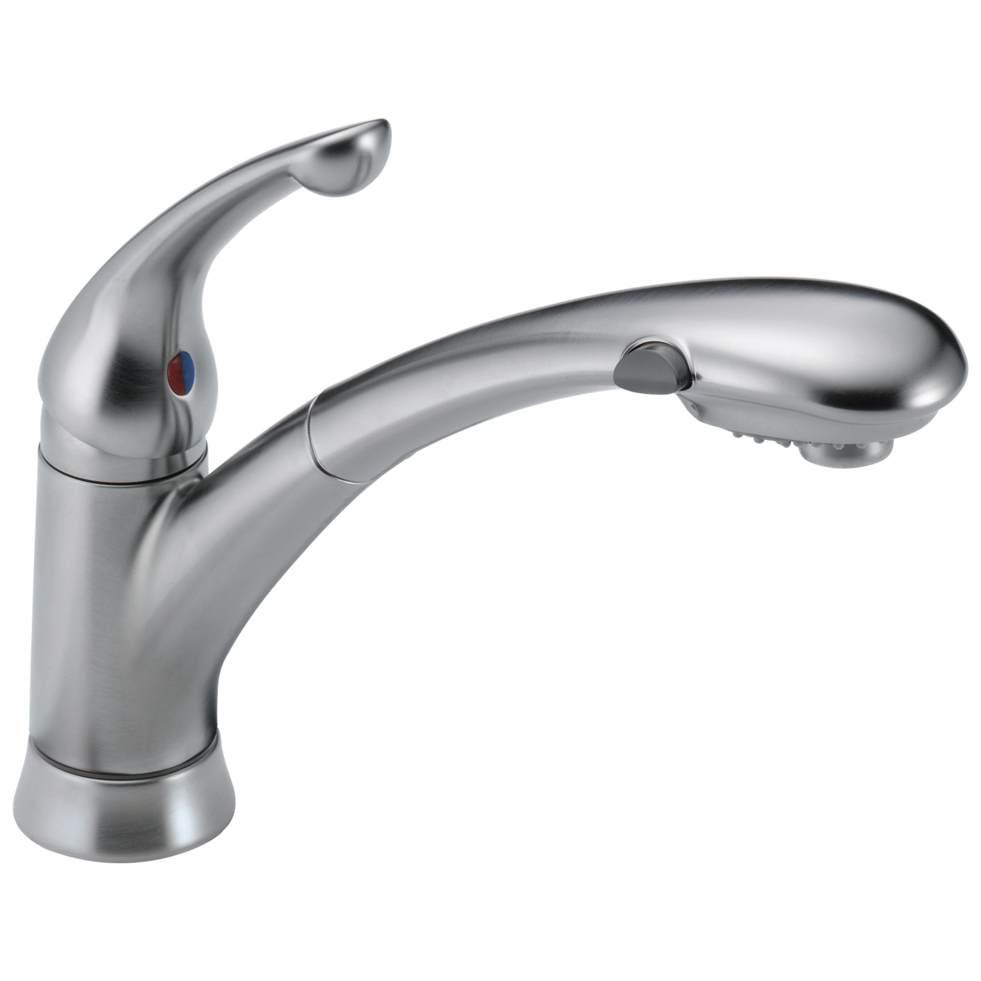 DELTA® Signature® 470-AR-DST Kitchen Faucet, Deck, Pull-Out, Arctic Stainless thumbnail 2