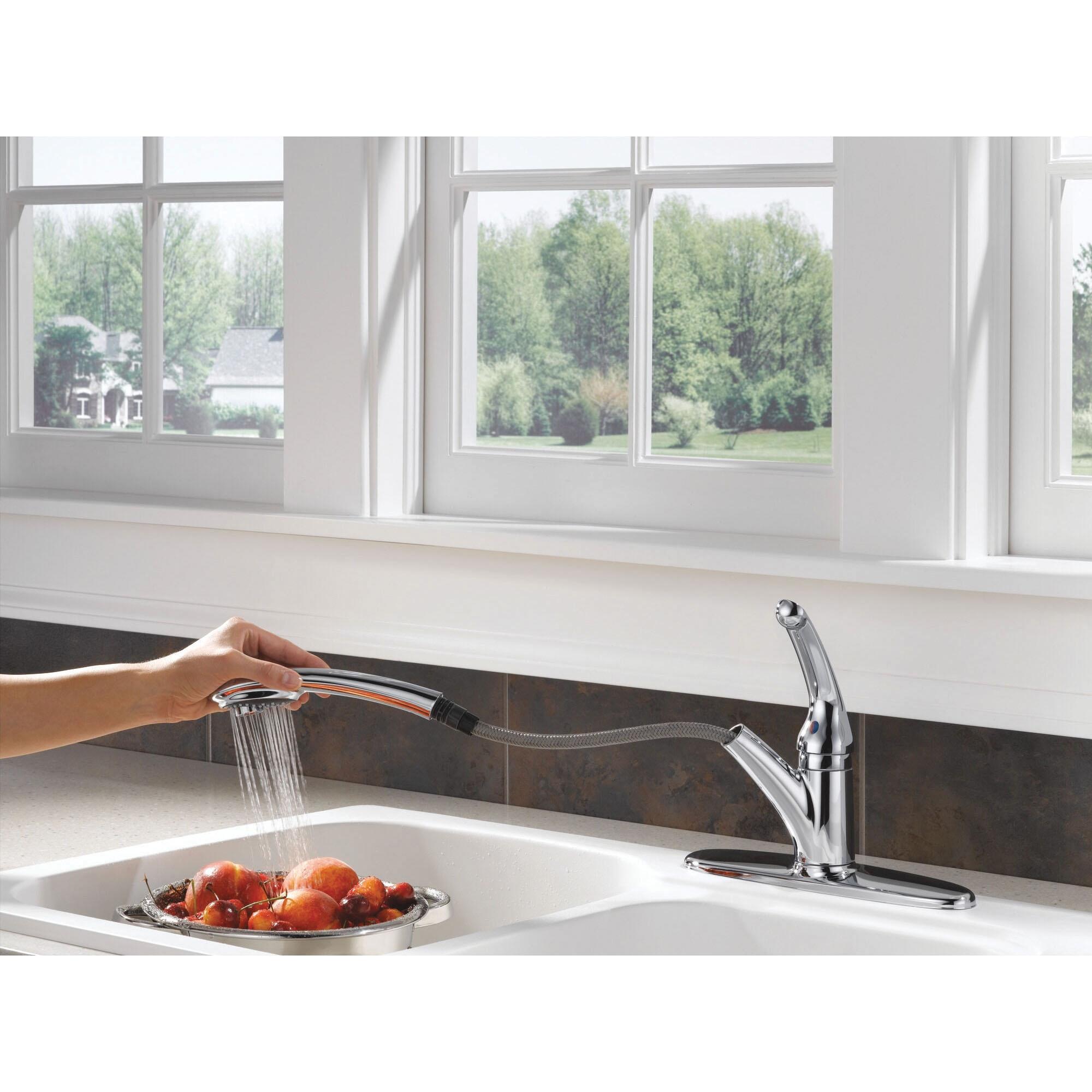 DELTA® Signature® 470-DST Kitchen Faucet, Deck, Pull-Out, Chrome thumbnail 3