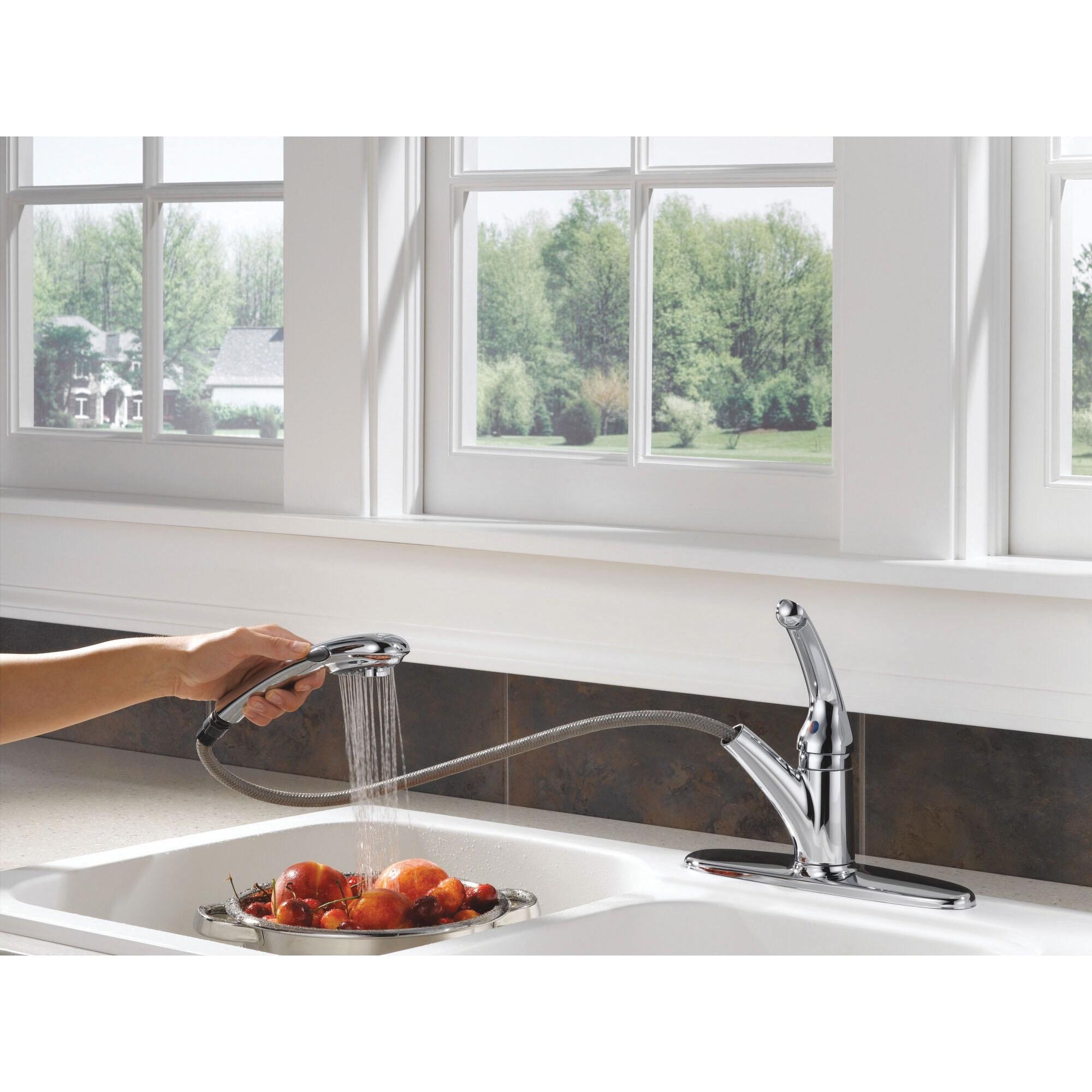 DELTA® Signature® 470-DST Kitchen Faucet, Deck, Pull-Out, Chrome thumbnail 2