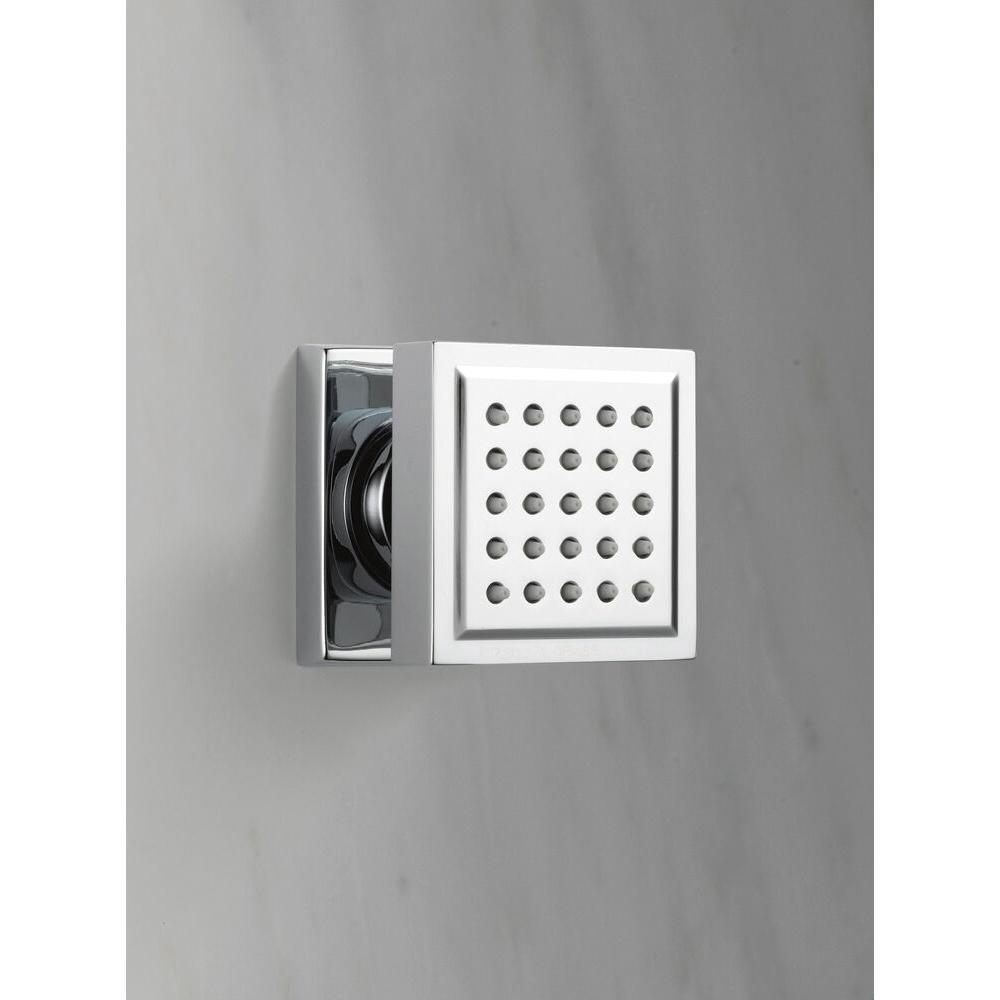DELTA® 50150-PR Series 50150-PR Body Spray, 1.75 gpm, 1/2 in, Male, Brass, Lumicoat® Chrome, 2-55/32 in L, 2-11/16 in W