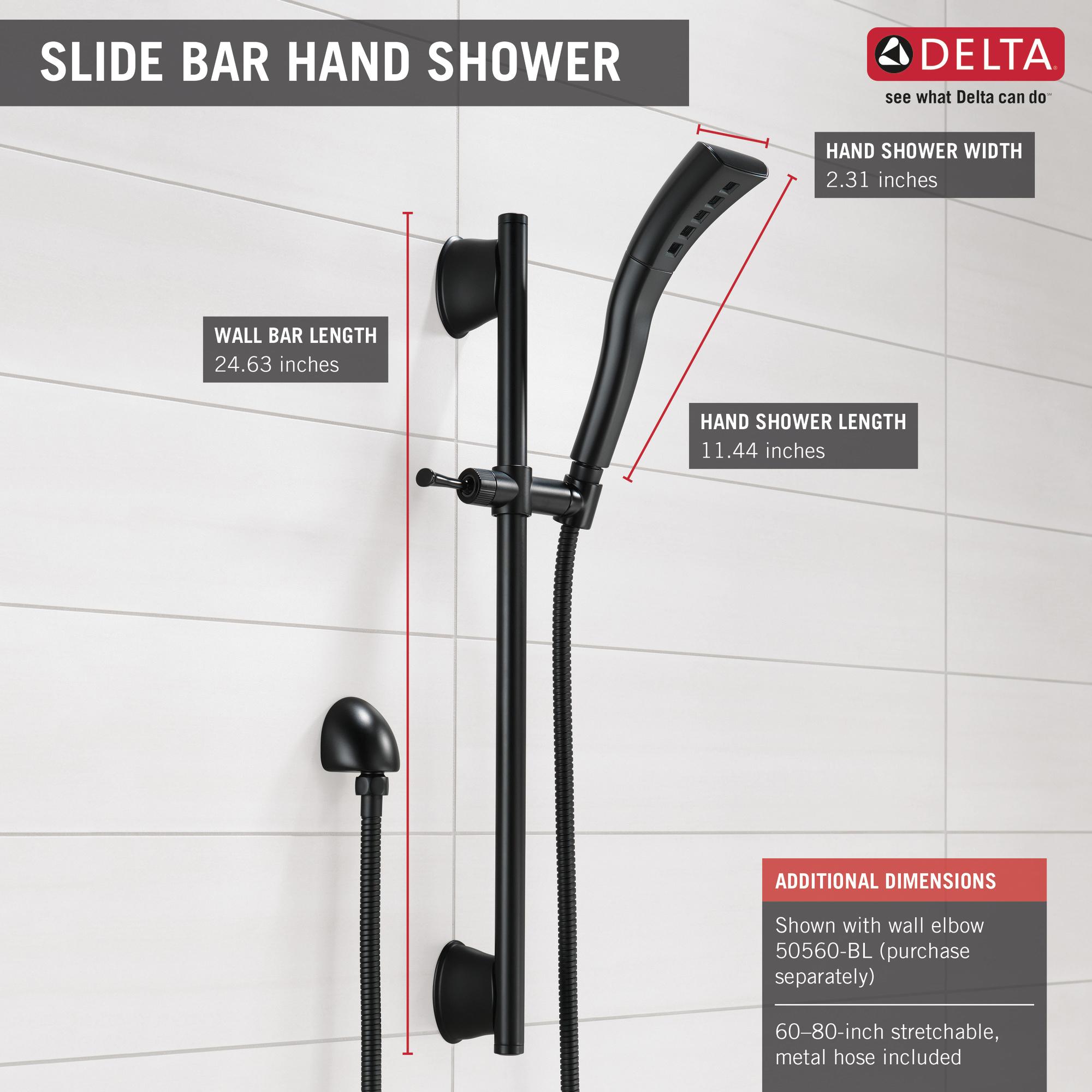 DELTA® Universal Showering 51579-BL Slide Bar Handshower, 2-5/16 in Spray Face, H2OKinetic® Spray, 1.75 gpm thumbnail 3