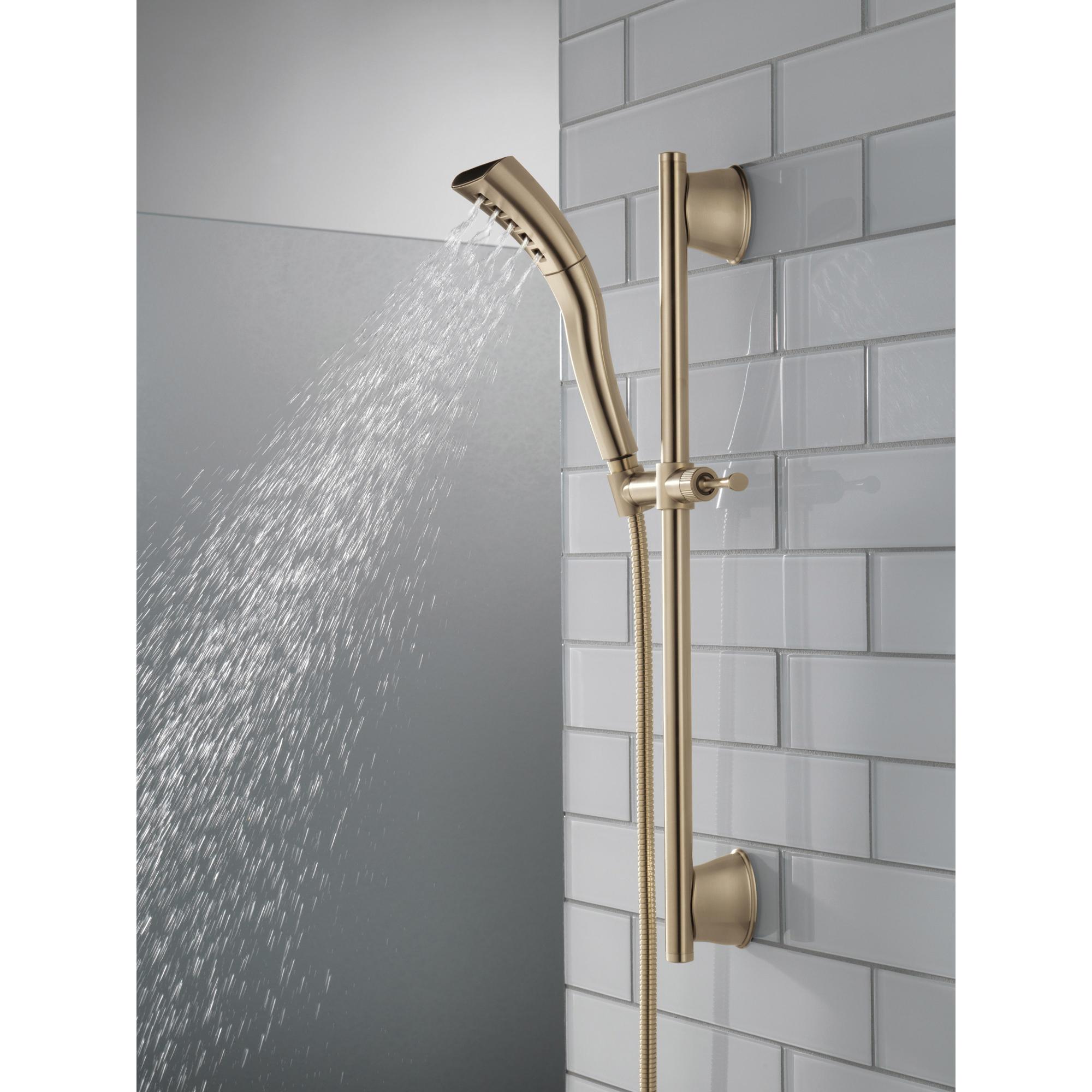 DELTA® Universal Showering 51579-CZ Slide Bar Handshower, 2-5/16 in Spray Face, H2OKinetic® Spray, 1.75 gpm