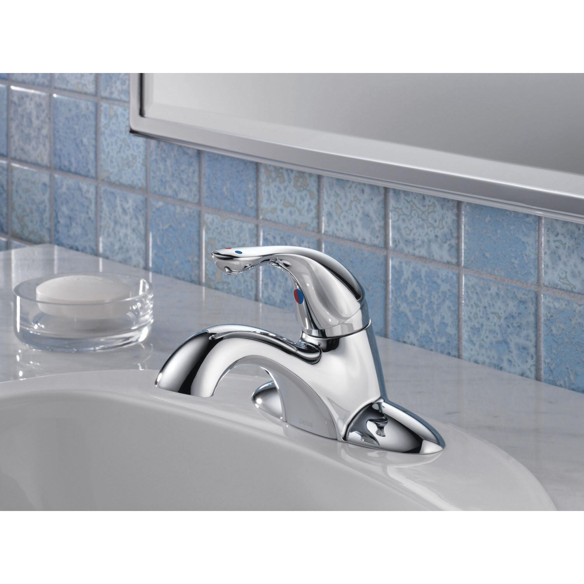 DELTA® HDF® 523LF-HDF Lavatory Faucet, 1-Handle, Deck, Centerset, Strainer, Chrome thumbnail 2