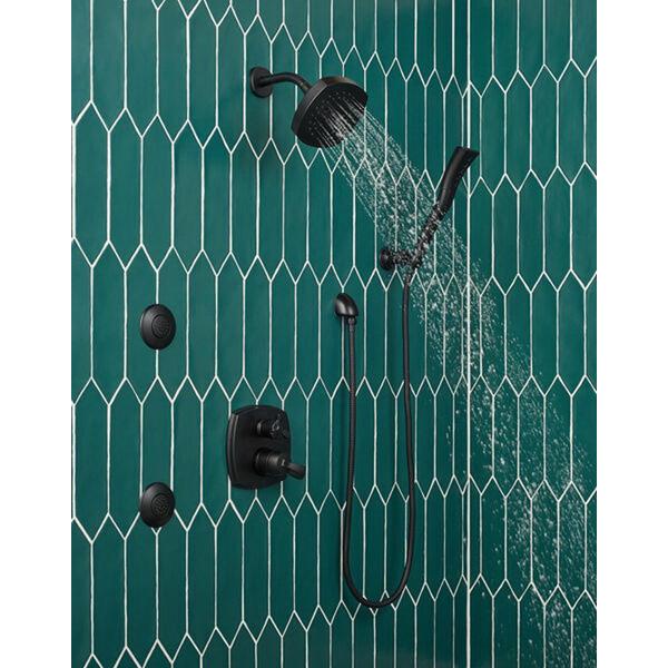 DELTA® Stryke® 52663-BL Showerhead, 1.75 gpm, 5 -Spray, Wall Mounting, 6 in H x 6 in W Head, Matte Black