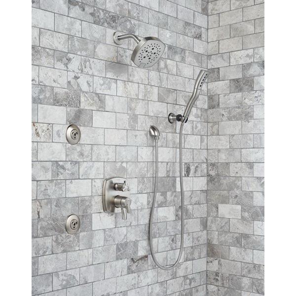 DELTA® Stryke® 52663-SS Showerhead, 1.75 gpm, 5 -Spray, Wall Mounting, 6 in H x 6 in W Head, Stainless Steel thumbnail 2