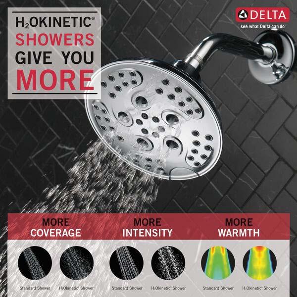 DELTA® Universal Showering 52666 Showerhead, 1.75 gpm, 5-Spray, Wall Mounting, 6 in Head, Chrome