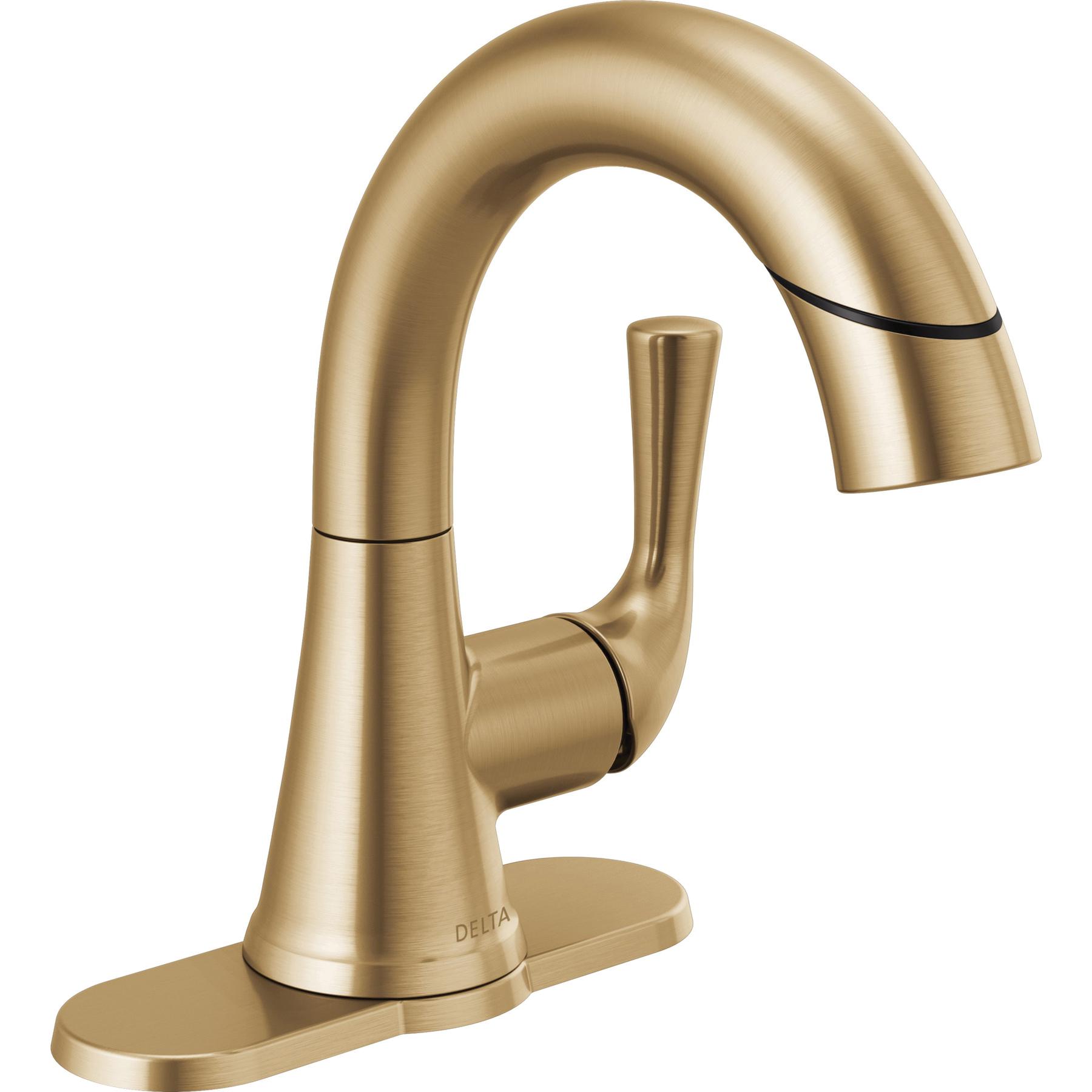 DELTA® Kayra® 533LF-CZPDMPU Bathroom Faucet, 1-Handle, Deck, Push Pop-Up, Champagne Bronze