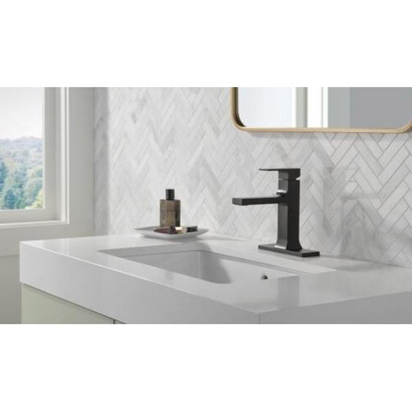 DELTA® Velum™ 537-BLMPU-DST Bathroom Faucet, 1-Handle, Deck, Push Pop-Up, Matte Black thumbnail 2