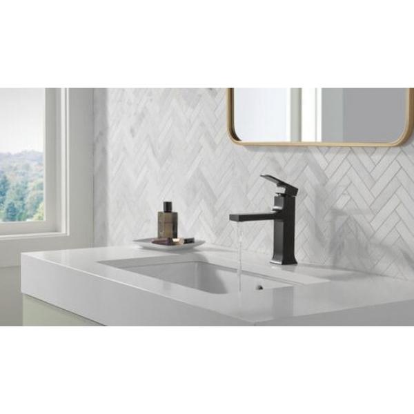 DELTA® Velum™ 537-BLMPU-DST Bathroom Faucet, 1-Handle, Deck, Push Pop-Up, Matte Black