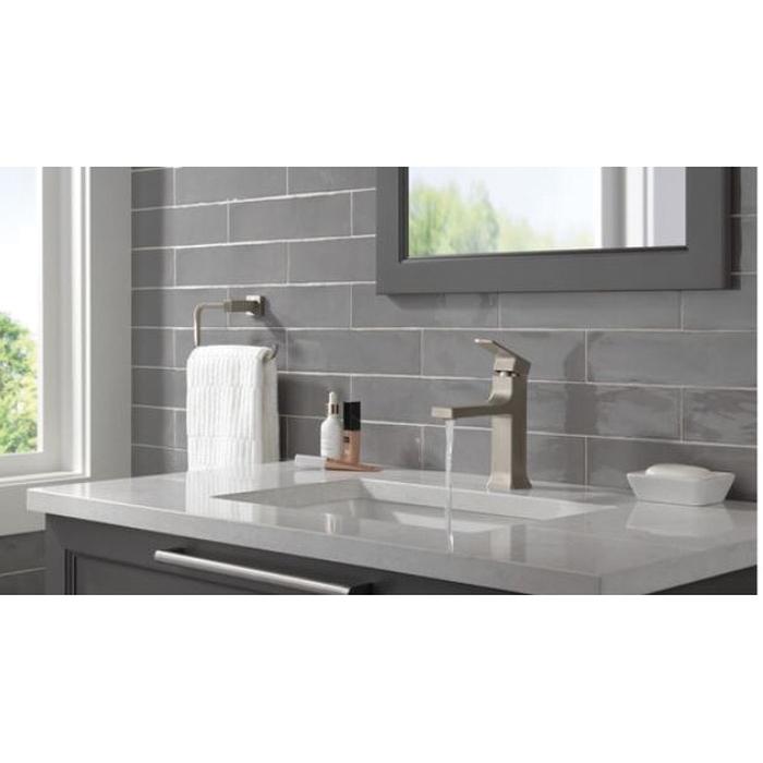 DELTA® Velum™ 537-SSMPU-DST Bathroom Faucet, 1-Handle, Deck, Single-Handle, Pop-Up, Brilliance® Stainless