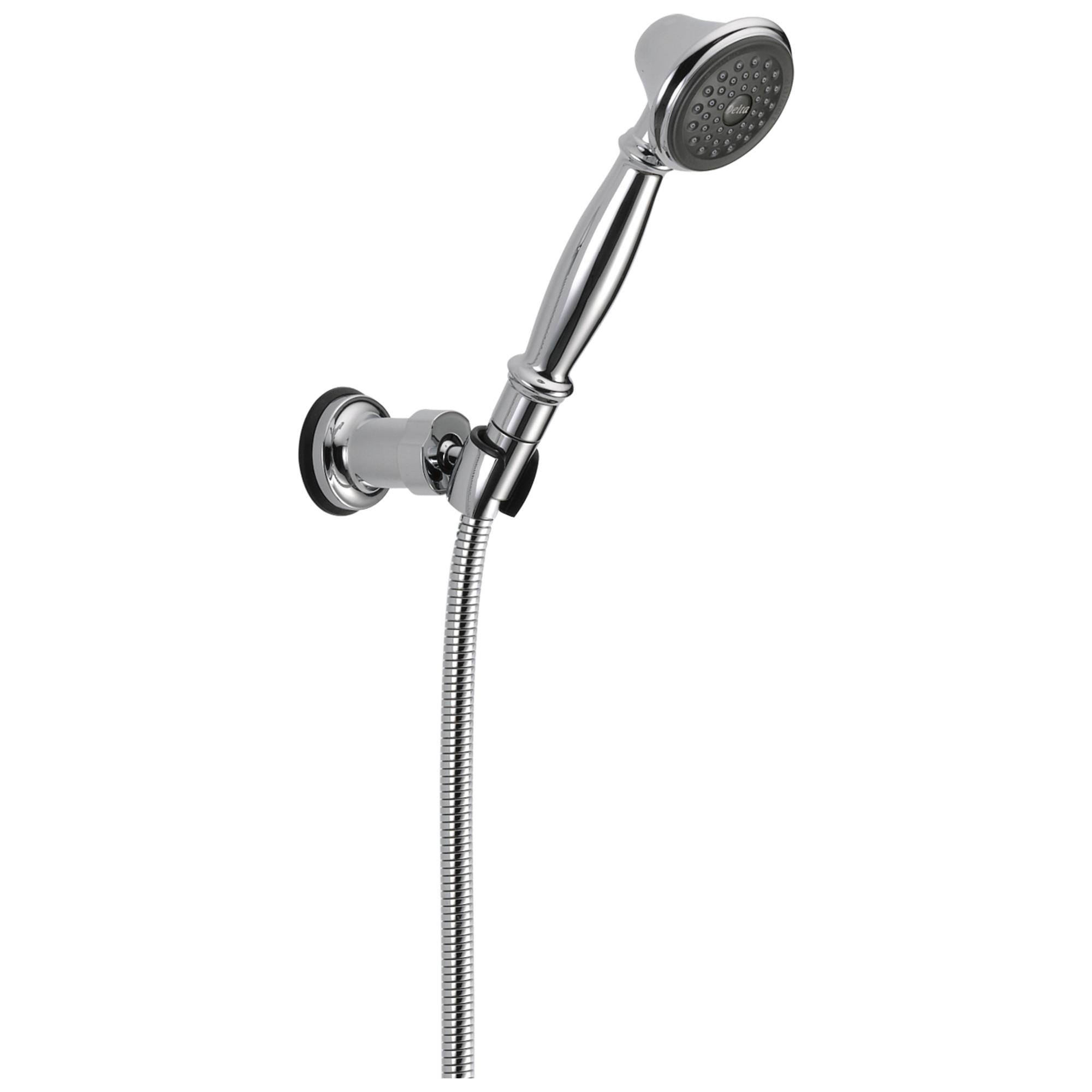DELTA&reg; 55020 Premium Wall Mount Hand Shower, 1 Shower Head, 2 gpm, 60 to 82 in L Hose, 1/2-14 Male NPSM Connection, Chrome Plated, Import