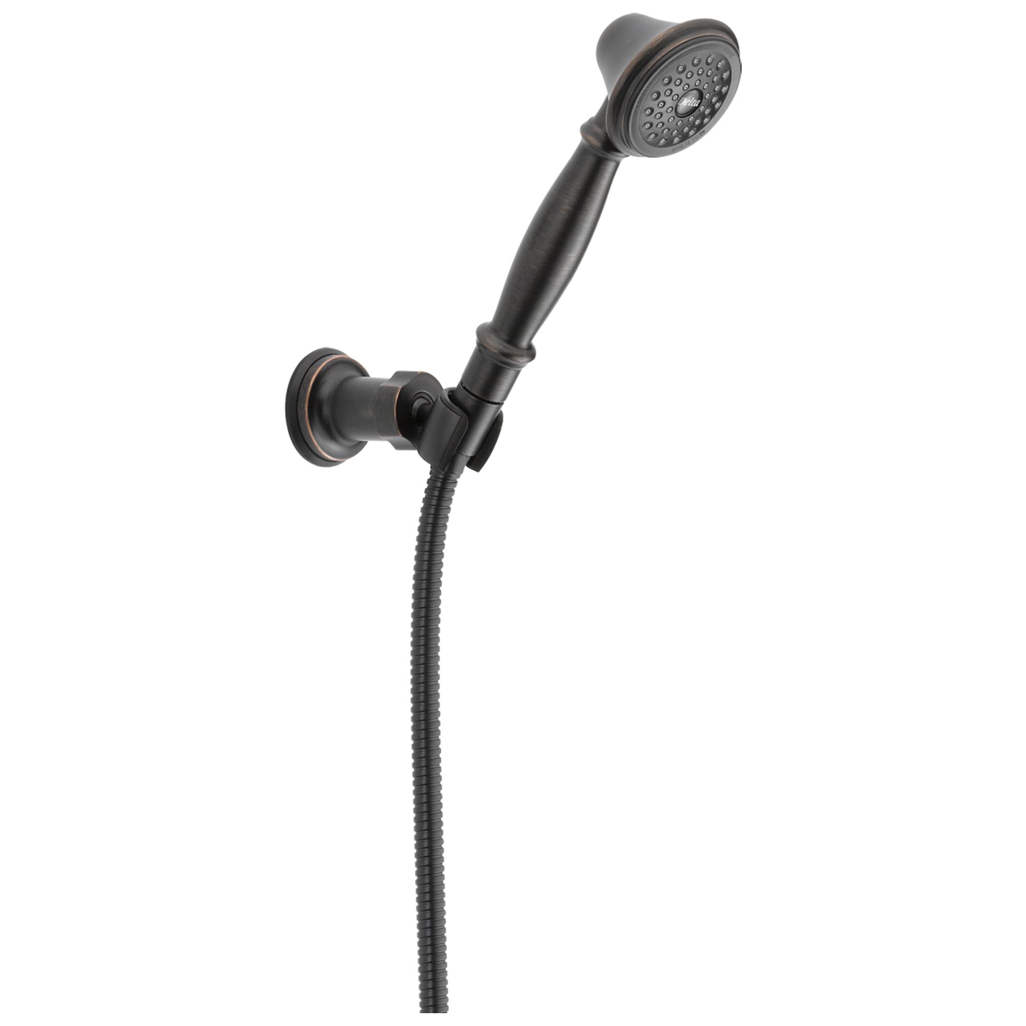 DELTA&reg; 55020-RB Premium Wall Mount Hand Shower, 3 in Dia 1 Shower Head, 2 gpm, 60 to 82 in L Hose, 1/2 in Connection, Venetian Bronze, Import