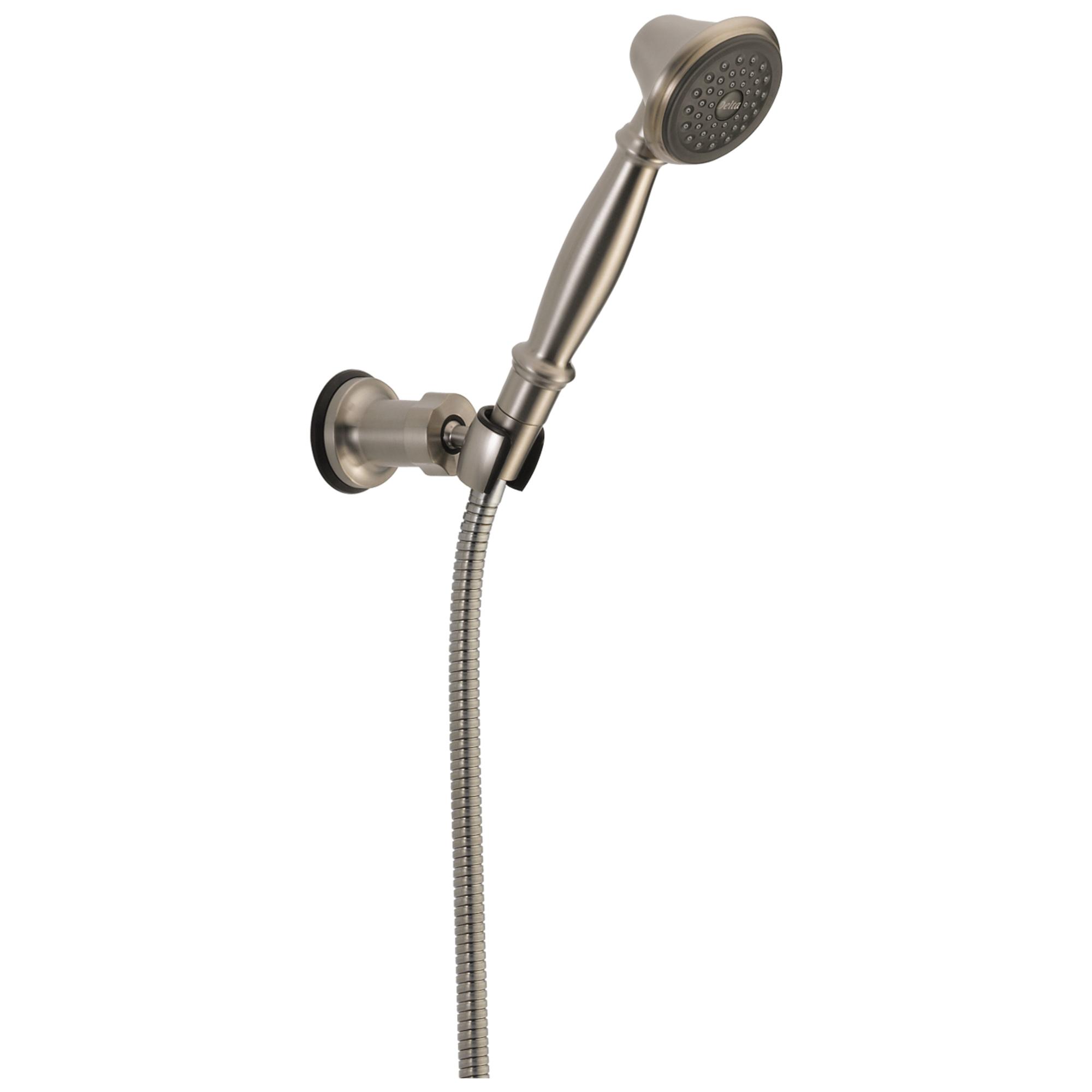 DELTA&reg; 55020-SS Premium Wall Mount Hand Shower, 3 in Dia 1 Shower Head, 2 gpm, 60 to 82 in L Hose, 1/2 in Connection, Stainless Steel, Import