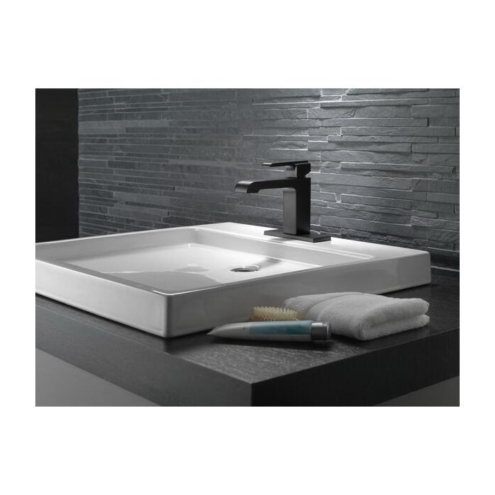 DELTA® Ara® 567LF-BLMPU Bathroom Faucet, 1-Handle, Deck, Pop-Up, Matte Black thumbnail 2