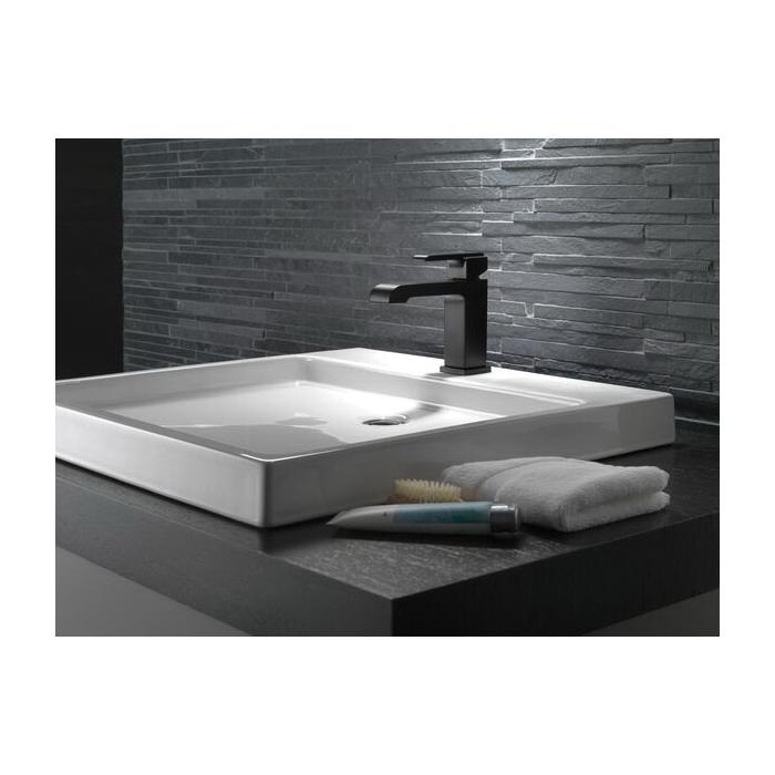 DELTA® Ara® 567LF-BLMPU Bathroom Faucet, 1-Handle, Deck, Pop-Up, Matte Black thumbnail 3