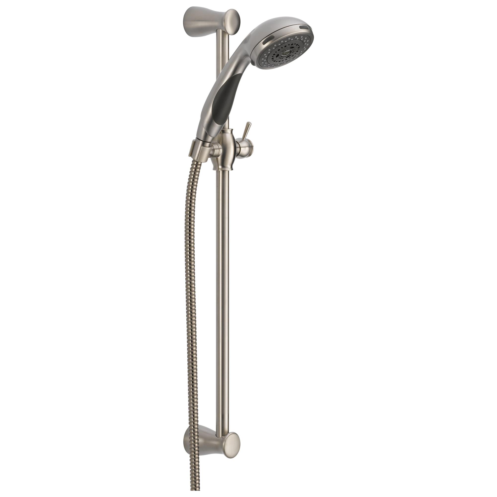DELTA&reg; 57014-SS Lahara&reg; Premium Hand Shower, 3 Shower Head, 2.5 gpm, 70 in L Hose, 1/2-14 Male NPSM Connection, Stainless Steel, Slide Bar: Yes, Import
